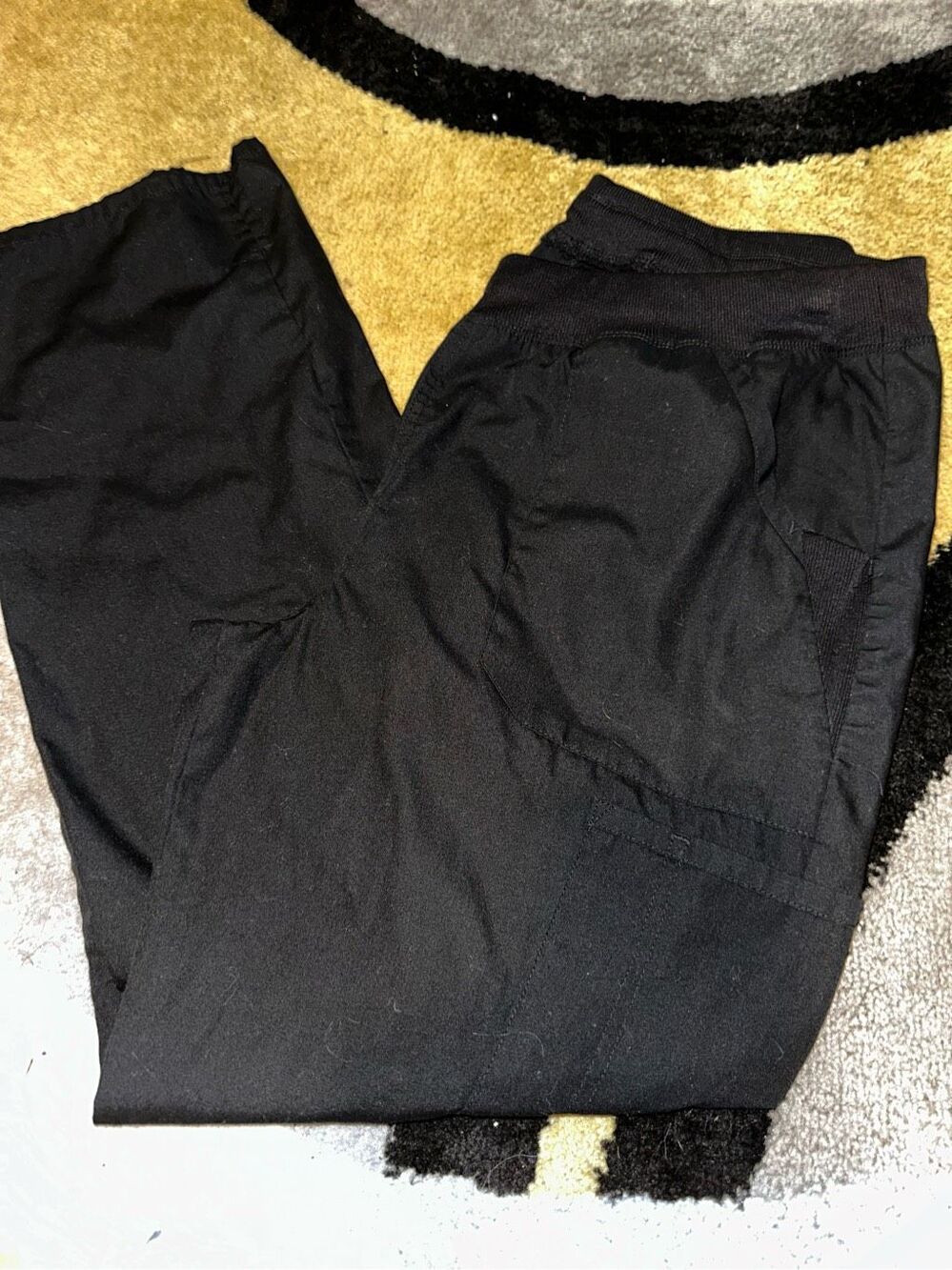 Cherokee Workwear Black Scrubs Elastic waist size Large Split Leg